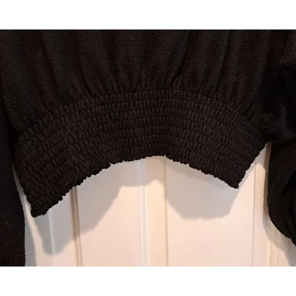 We the Free People Blouse Women's Size Large Black Run to You Tee Long Sleeve - Picture 2 of 11